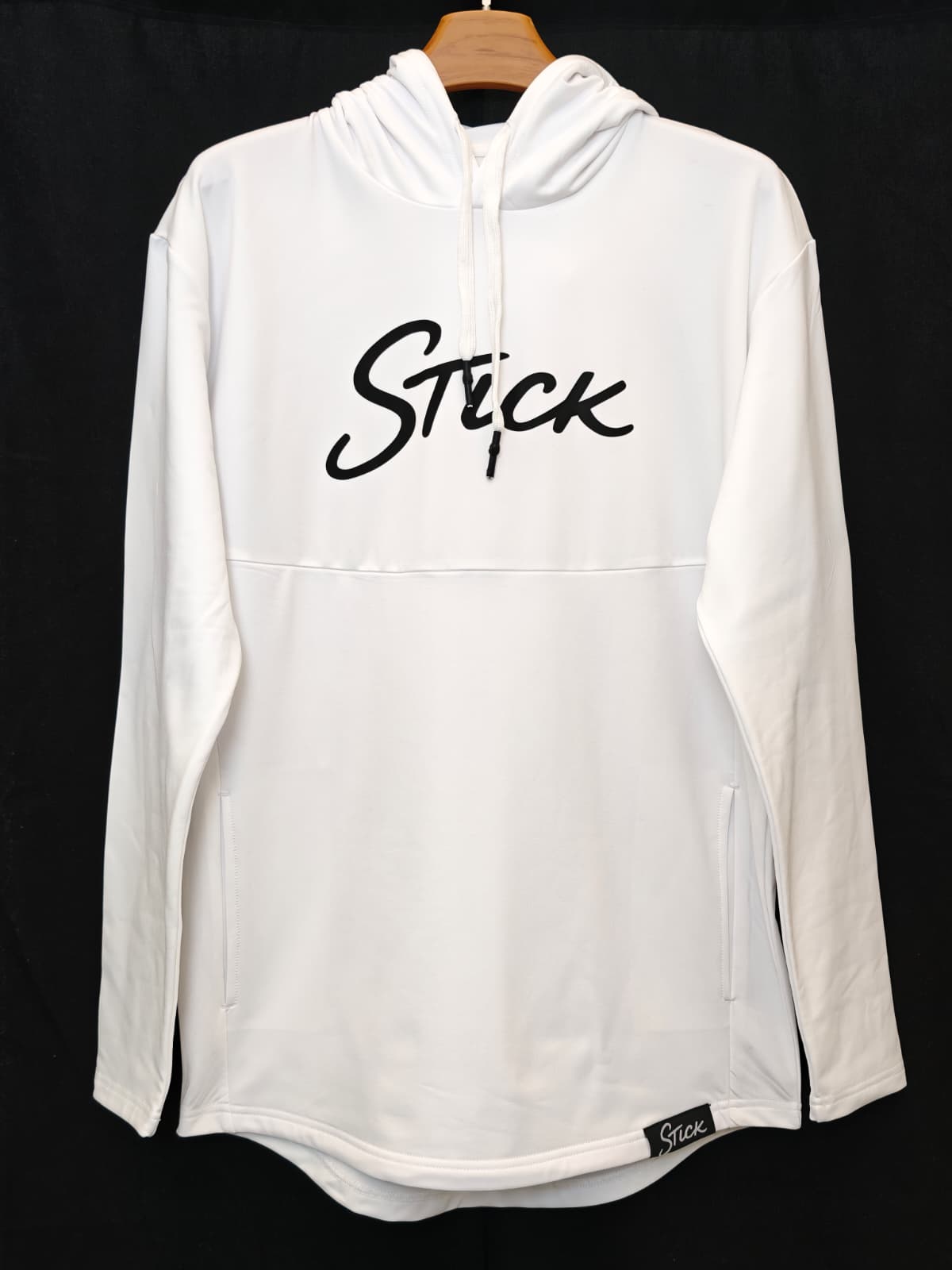 White Stick Hoodie - Front Silicone Logo