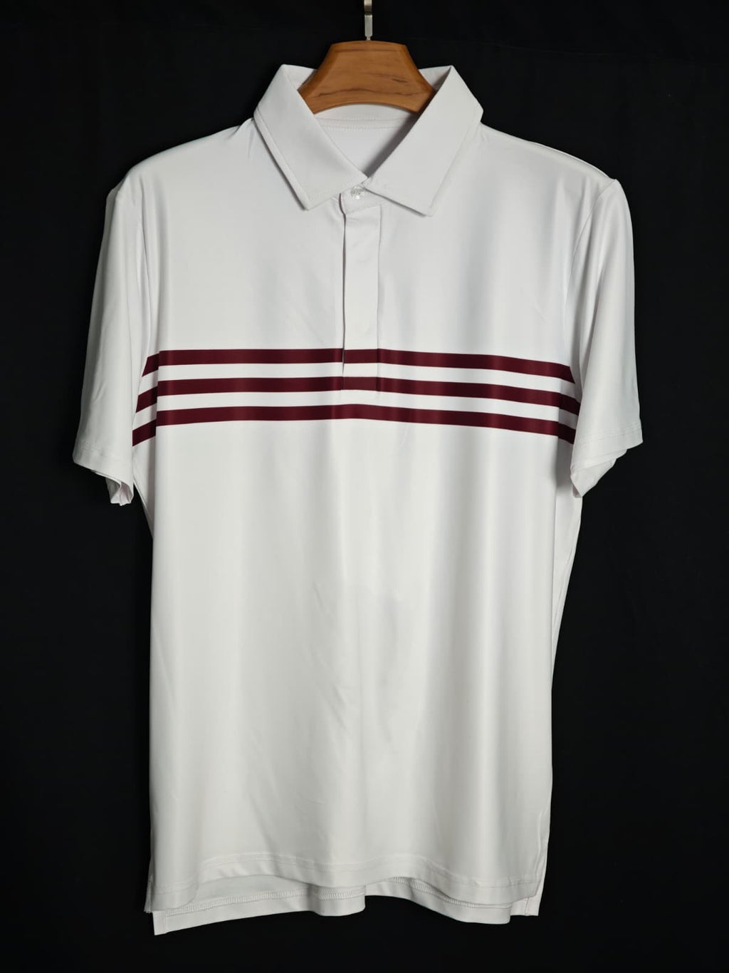 White with Maroon Stripe Polo
