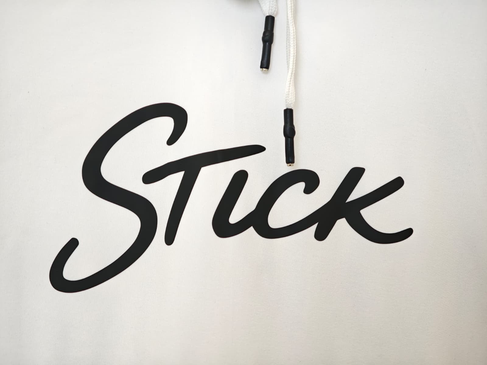 White Stick Hoodie - Front Silicone Logo