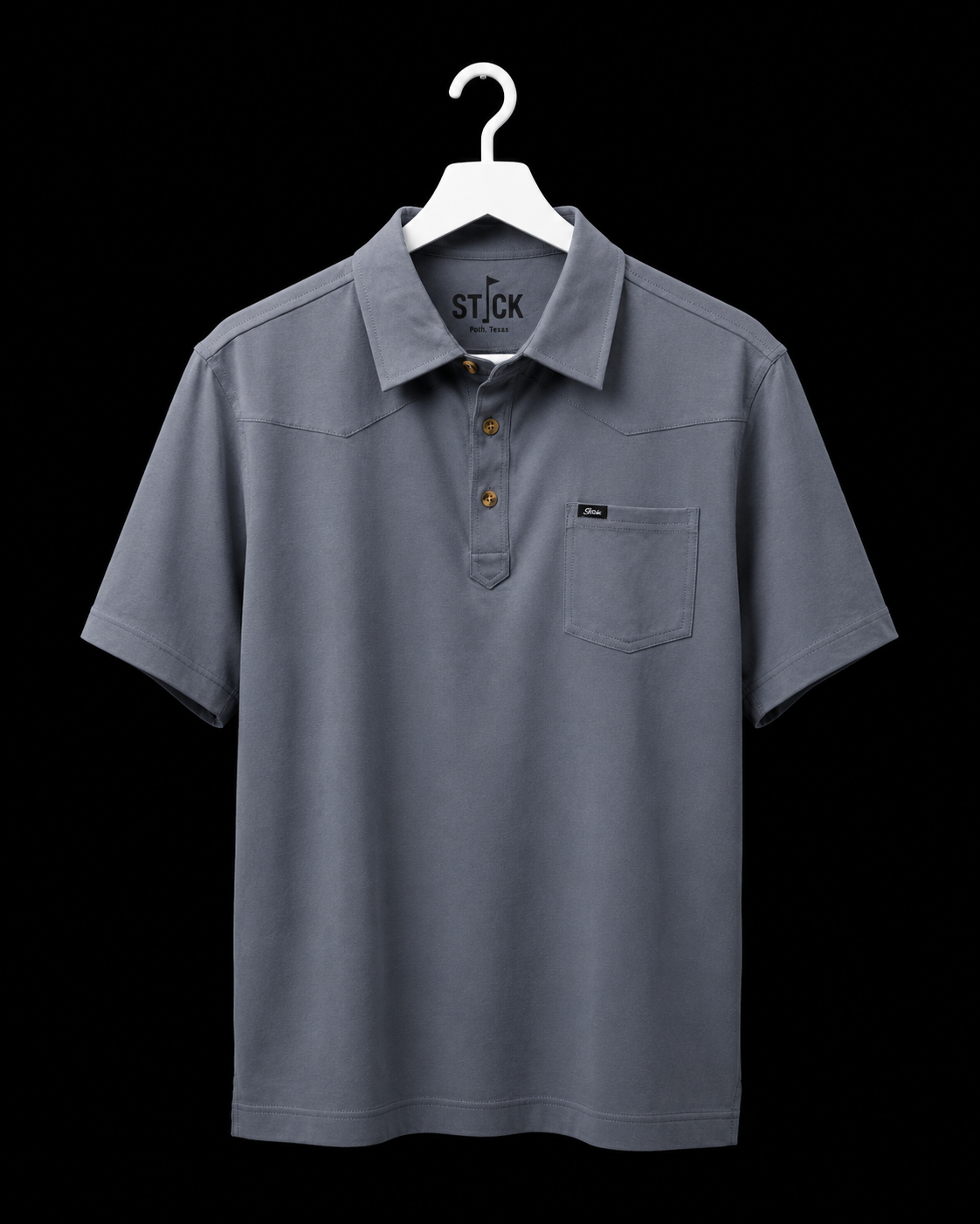 Blue Stick Polo with Pocket